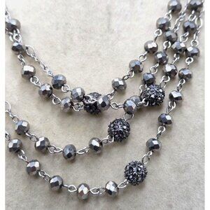 MIxed Media Silver Gray Floating Beads On 46" Chain by INC